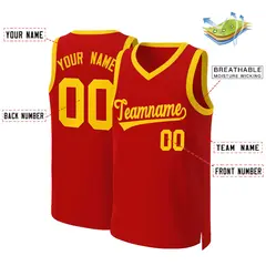 Red Yellow Classic Basketball Jersey 2