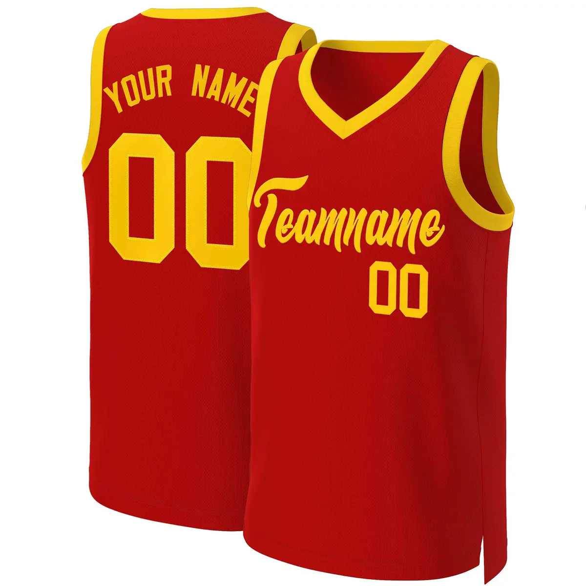 Red Yellow Classic Basketball Jersey