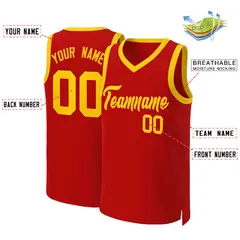 Red Yellow Classic Basketball Jersey 2