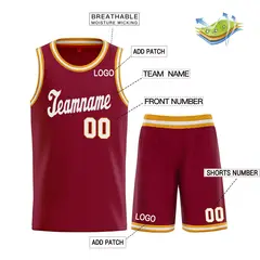 Red Yellow Classic Sets Basketball Jersey 3