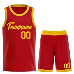 Red Yellow Classic Team Basketball Jersey 1
