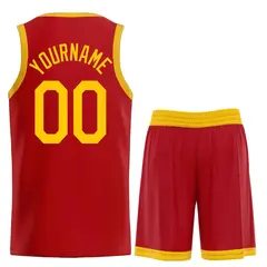 Red Yellow Classic Team Basketball Jersey 2