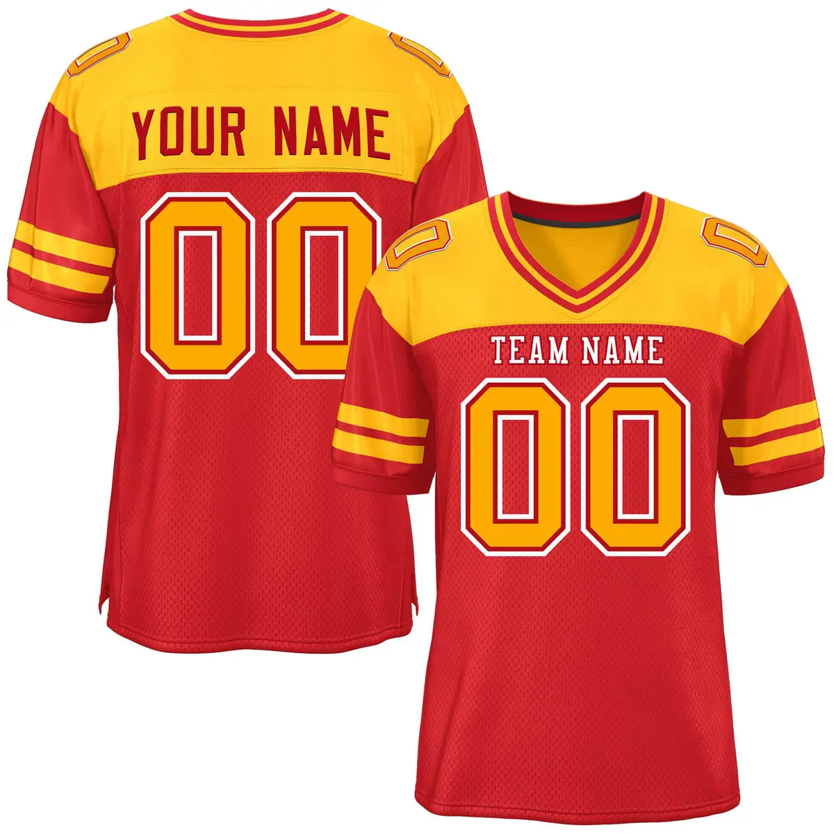 Red Yellow Color Block Authentic Football Jersey