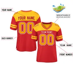 Red Yellow Color Block Authentic Football Jersey 2