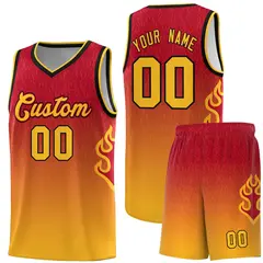 Red Yellow Flame Gradient Sports Uniform Basketball Jersey