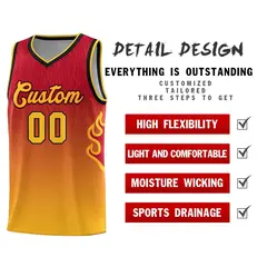 Red Yellow Flame Gradient Sports Uniform Basketball Jersey 5