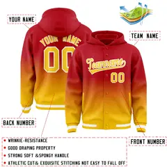 Red Yellow Gradient Letterman Varsity Jacket Hoodie 4