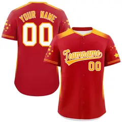 Red Yellow Gradient Star Pattern Authentic Baseball Jersey 1