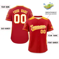 Red Yellow Gradient Star Pattern Authentic Baseball Jersey 2