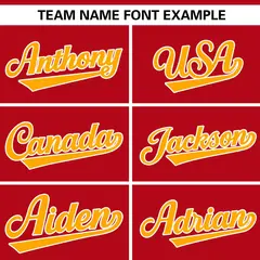 Red Yellow Gradient Star Pattern Authentic Baseball Jersey 3