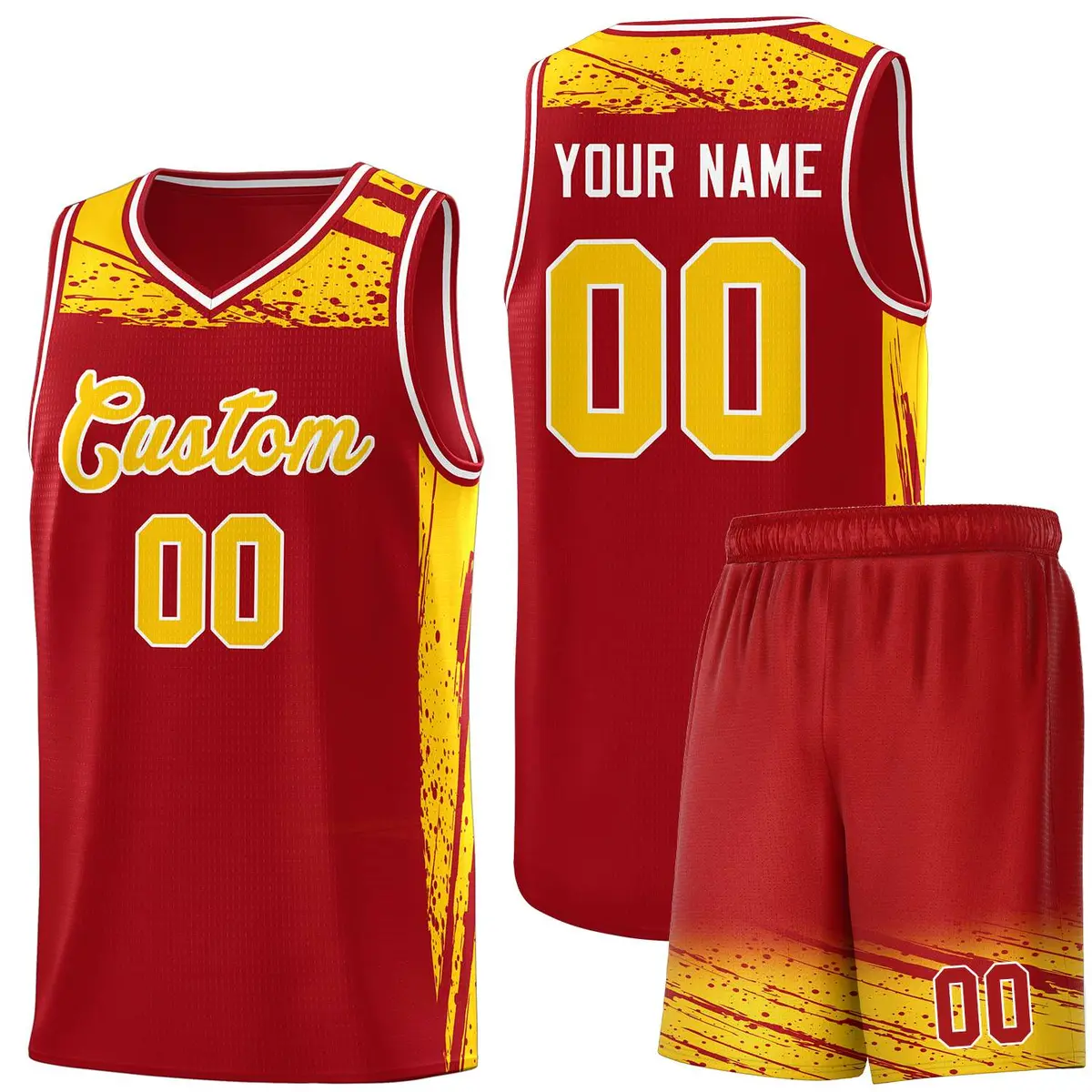 Red Yellow Graffiti Pattern Sports Basketball Jersey