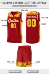 Red Yellow Graffiti Pattern Sports Basketball Jersey 2