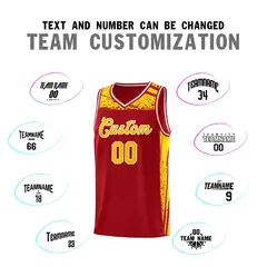 Red Yellow Graffiti Pattern Sports Basketball Jersey 3