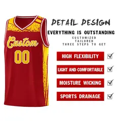 Red Yellow Graffiti Pattern Sports Basketball Jersey 4