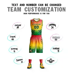 Red Yellow-Green Gradient Coconut Palm Pattern Basketball Jersey 4