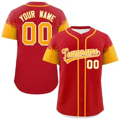 Red Yellow Raglan Sleeves Authentic Baseball Jersey 1