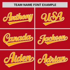Red Yellow Raglan Sleeves Authentic Baseball Jersey 3