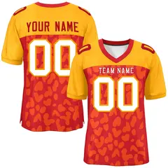 Red Yellow Raglan Sleeves Camo Authentic Football Jersey