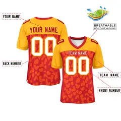 Red Yellow Raglan Sleeves Camo Authentic Football Jersey 2