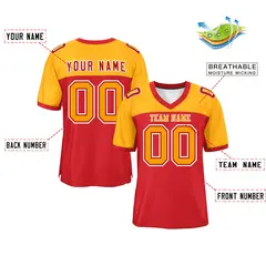 Red-Yellow Raglan Sleeves Fashion Authentic Football Jersey 2