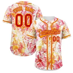 Red Yellow-Red Graffiti Flower Authentic Baseball Jersey