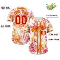 Red Yellow-Red Graffiti Flower Authentic Baseball Jersey 2