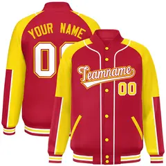 Red Yellow-Red Raglan Letterman Jacket 1