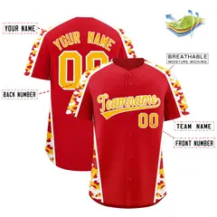Red Yellow Side Camo Baseball Jersey 2