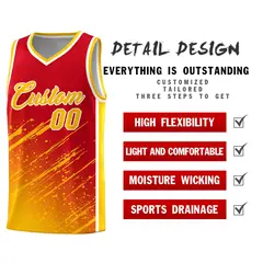 Red Yellow Splash Basketball Kits with Tackle Twill 2