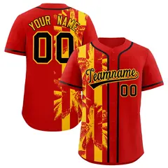 Red Yellow Split Coconut Tree Baseball Jersey 1
