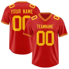 Red Yellow Square Neckline Classic Authentic Football Jersey 1