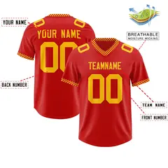 Red Yellow Square Neckline Classic Authentic Football Jersey 2