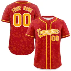 Red Yellow Star Graffiti Pattern Authentic Baseball Jersey 1