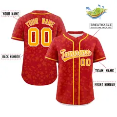 Red Yellow Star Graffiti Pattern Authentic Baseball Jersey 2