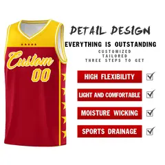 Red Yellow Star Pattern Team Basketball Jersey 2