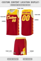 Red Yellow Star Pattern Team Basketball Jersey 5