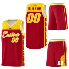 Red Yellow Star Pattern Team Basketball Jersey 6