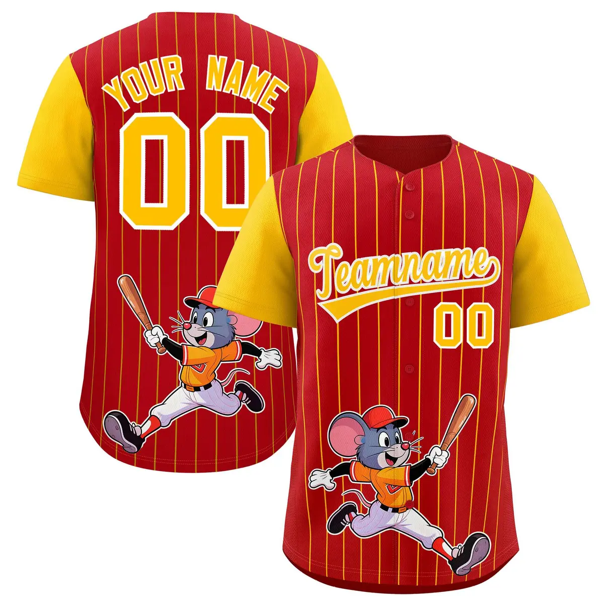 Red Yellow Stripe Animals Graffiti Raglan Baseball Jersey