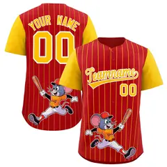 Red Yellow Stripe Animals Graffiti Raglan Baseball Jersey