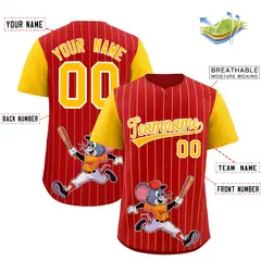 Red Yellow Stripe Animals Graffiti Raglan Baseball Jersey 2