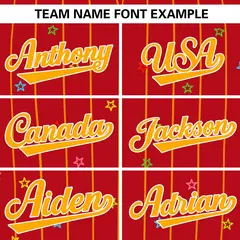 Red Yellow Stripe Star Pattern Authentic Baseball Jersey 3