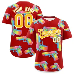 Red Yellow Sugar-Coated Firepower Graffiti Baseball Jersey