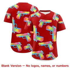 Red Yellow Sugar-Coated Firepower Graffiti Baseball Jersey 4