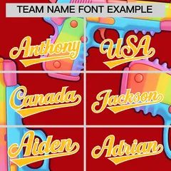 Red Yellow Sugar-Coated Firepower Graffiti Baseball Jersey 5