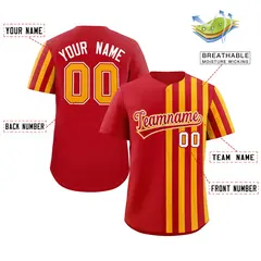 Red Yellow Thick Stripe Authentic Baseball Jersey 2