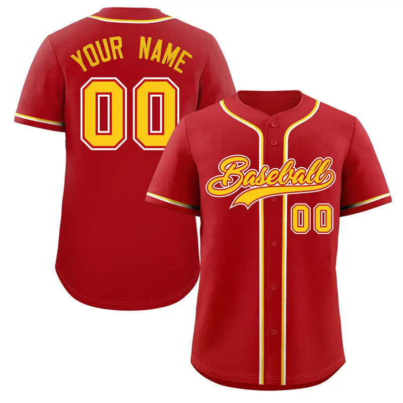 Red Yellow White Classic Authentic Baseball Jersey