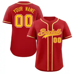 Red Yellow White Classic Authentic Baseball Jersey
