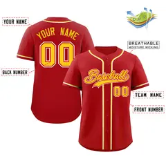 Red Yellow White Classic Authentic Baseball Jersey 2