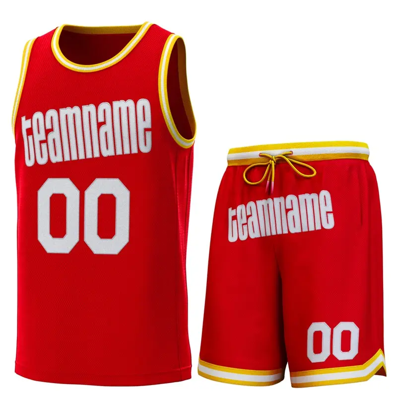 Red Yellow-White Classic Basketball Jersey Sets