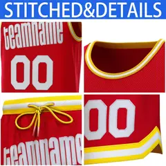 Red Yellow-White Classic Basketball Jersey Sets 6